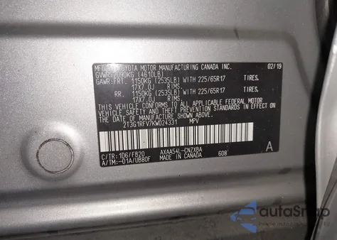 2019 Toyota Rav4 Le from USA, damaged, VIN 2T3G1RFV7KW024331